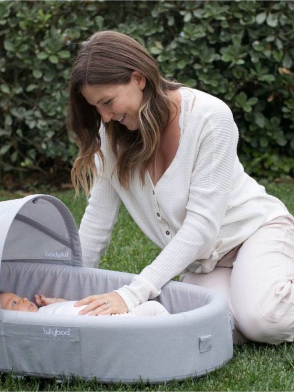 Lulyboo Grey Portable Baby Bassinet with Canopy